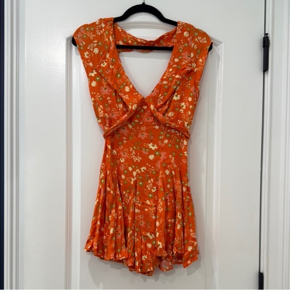 Free People Floral Orange Dress - Picture 6 of 12